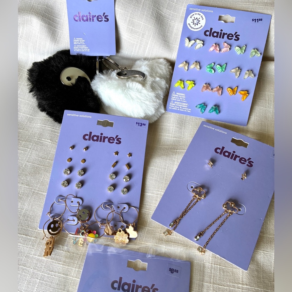 NEW Claire's 25 Pair Earrings and More